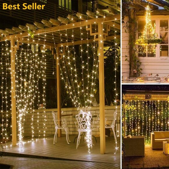 LED indoor outdoor string light curtain with multiple flasher settings by Ecandy - Picture 2 of 2